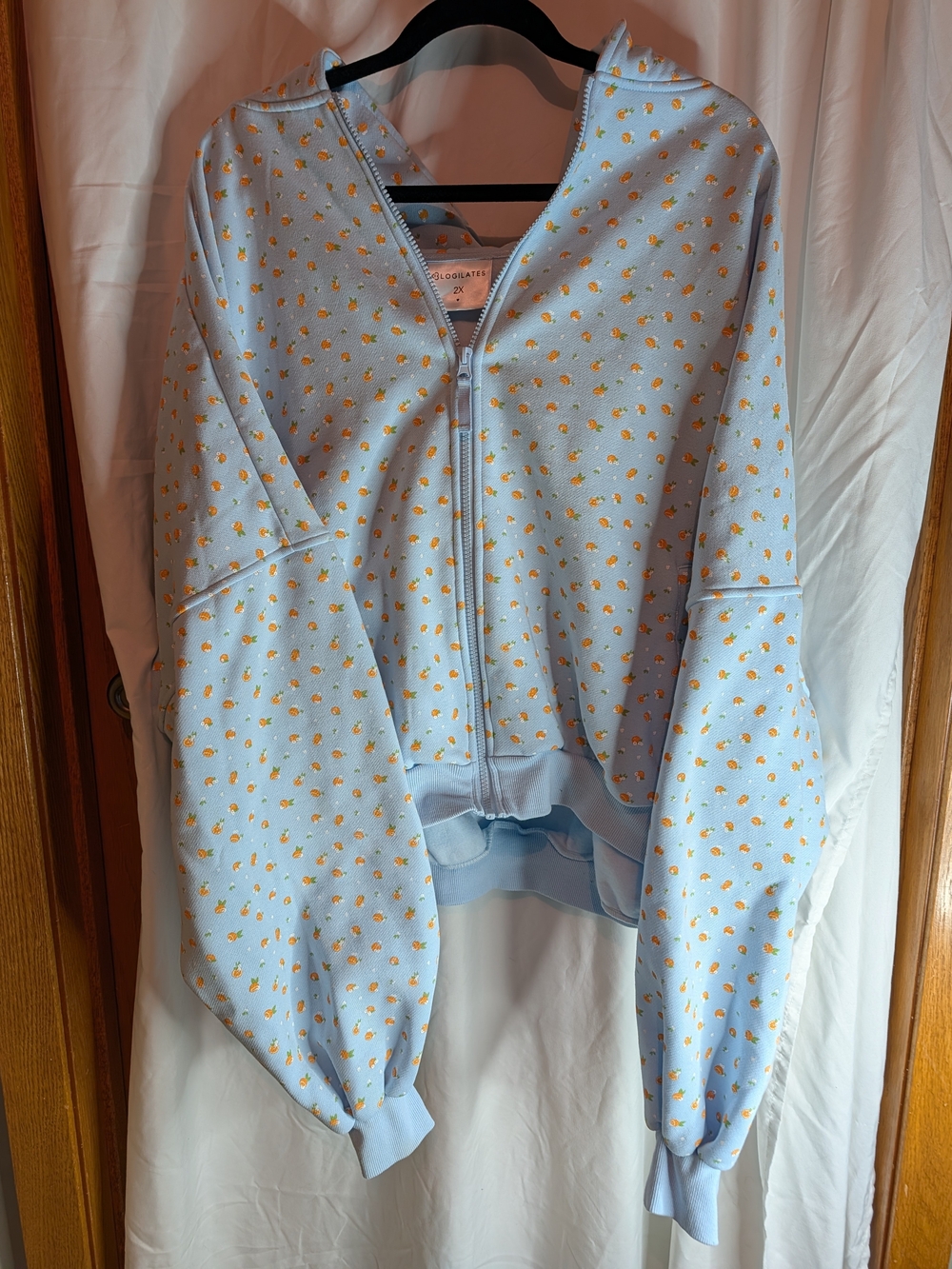 Blogilates Marshmallow Blue Citrus Hoodie Shorts Set Plus Size 2X